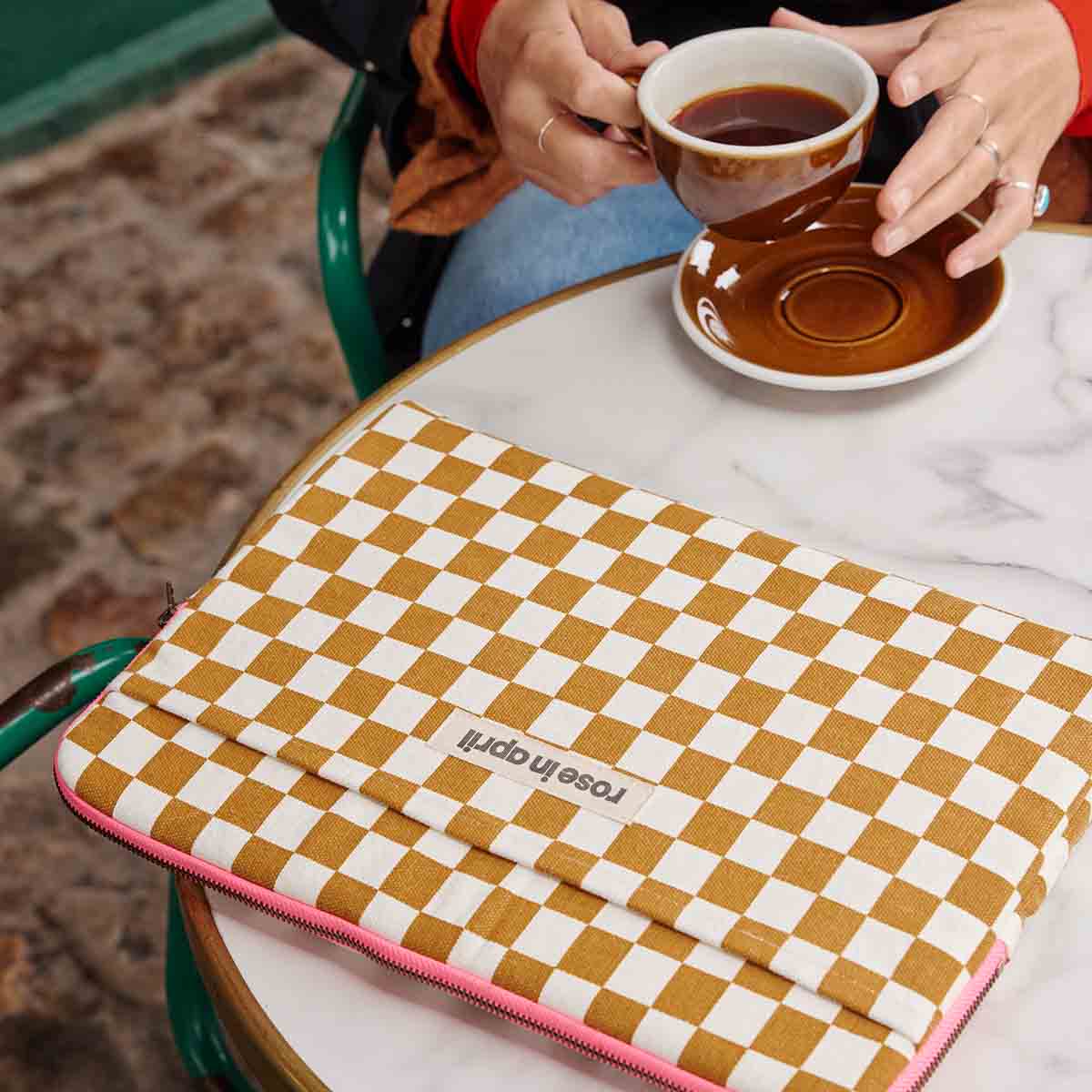 Housse ordinateur Octave Damier Ocre
