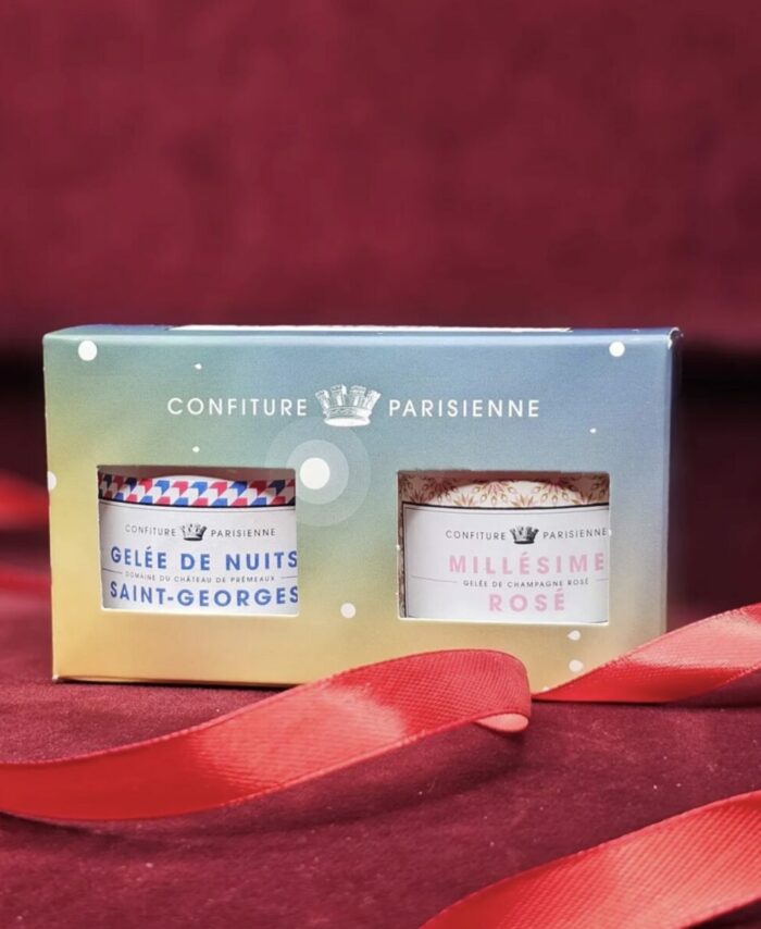 Coffret cadeau Cosmic Confiture Parisienne contenant deux pots de 100g.