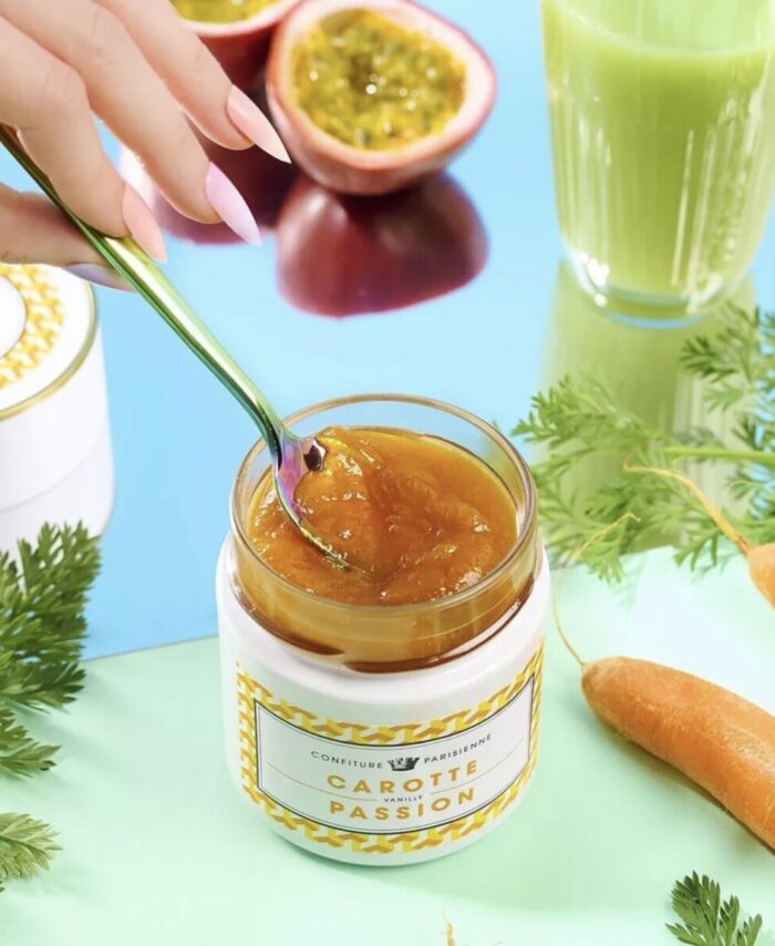 Pot de 100g de confiture artisanale Carotte, Fruit de la Passion et Vanille par Confiture Parisienne.