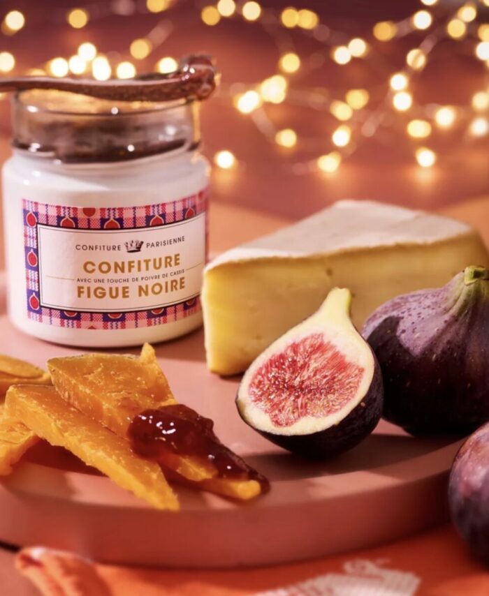 Grand pot blanc de confiture artisanale Figue et Poivre de Cassis Confiture Parisienne 250g.