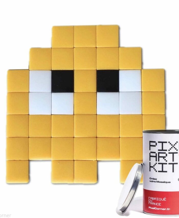 Kit Pixel Art Gloomie Wolley Pixel Corner – fantôme jaune en mosaïque de verre avec boîte