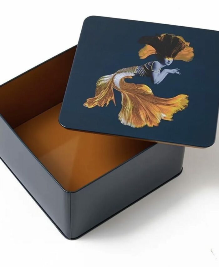 Boîte carrée en métal Kiki, de Gangzaï, ouvert